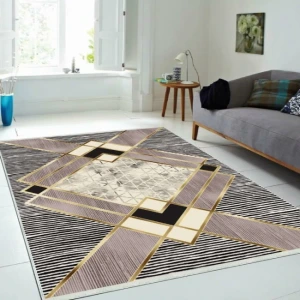 Milano Halı Kaymaz Tabanlı Dekoratif Halı Yıkanabilir Dot Tabanlı  HT-1073 Bej