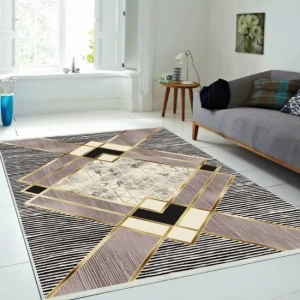 Milano Halı Kaymaz Tabanlı Dekoratif Halı Yıkanabilir Dot Tabanlı  HT-1073 Bej