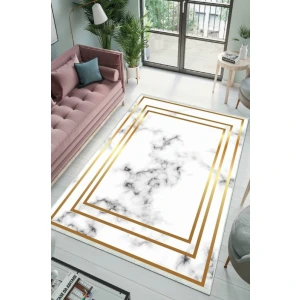Milano Halı Kaymaz Tabanlı Dekoratif Halı Yıkanabilir Dot Tabanlı SD-047 Beyaz