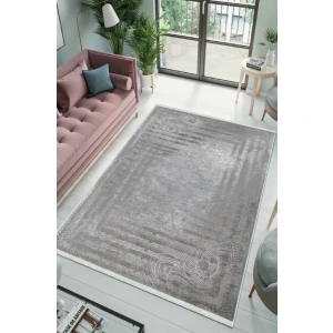 Milano Halı Kaymaz Tabanlı Dekoratif Halı Yıkanabilir Dot Tabanlı SD-233 Gri