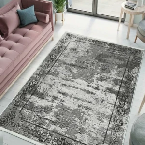 Milano Halı Kaymaz Tabanlı Dekoratif Halı Yıkanabilir Dot Tabanlı SD-309 Gri