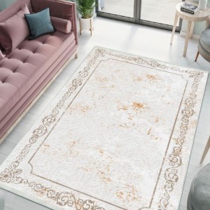 Milano Halı Kaymaz Tabanlı Dekoratif Halı Yıkanabilir Dot Tabanlı SD-311 Krem
