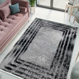 Milano Halı Kaymaz Tabanlı Dekoratif Halı Yıkanabilir Dot Tabanlı SD-236Siyah